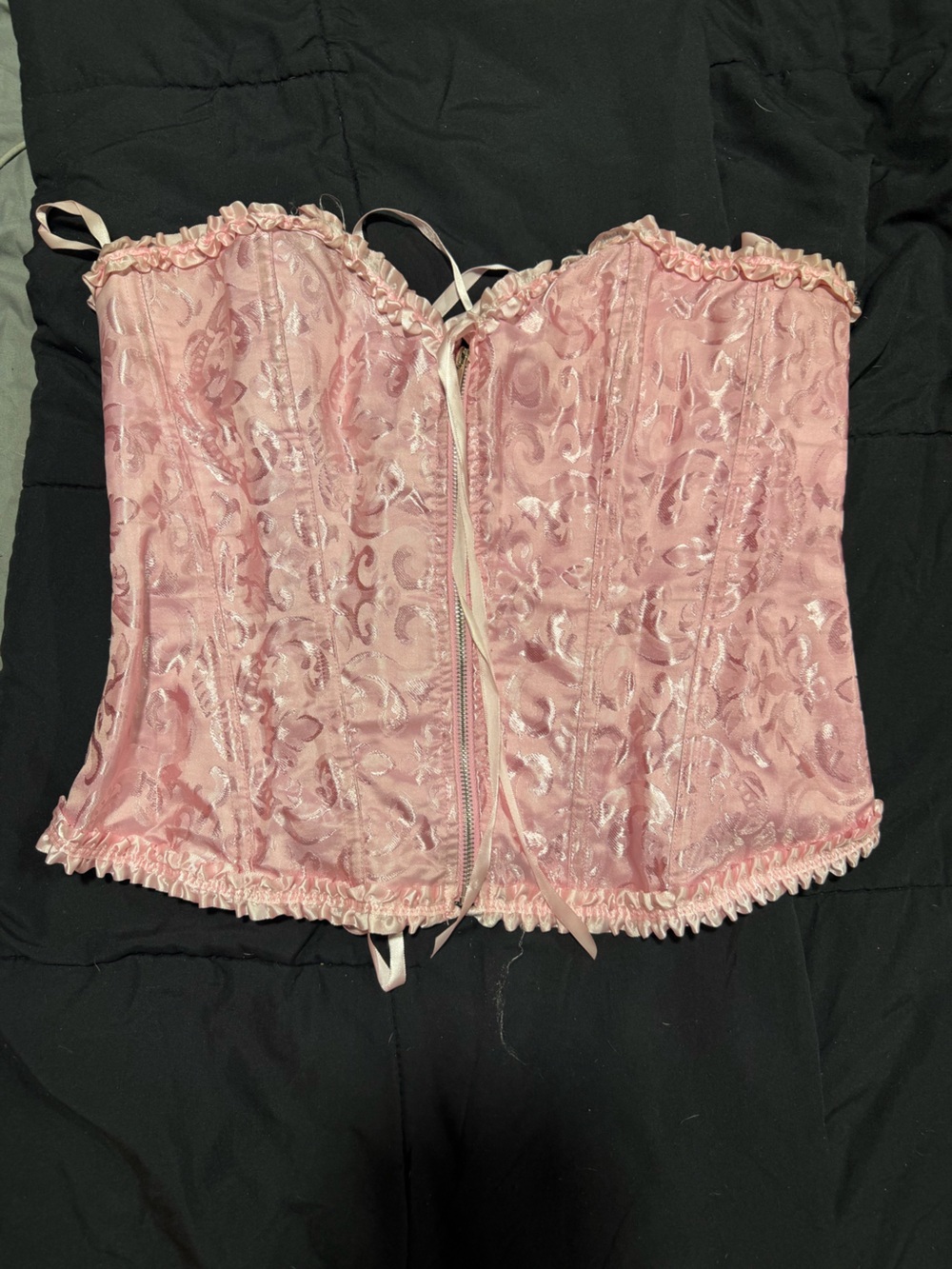 SHEIN Pink Floral Jacquard Corset Top